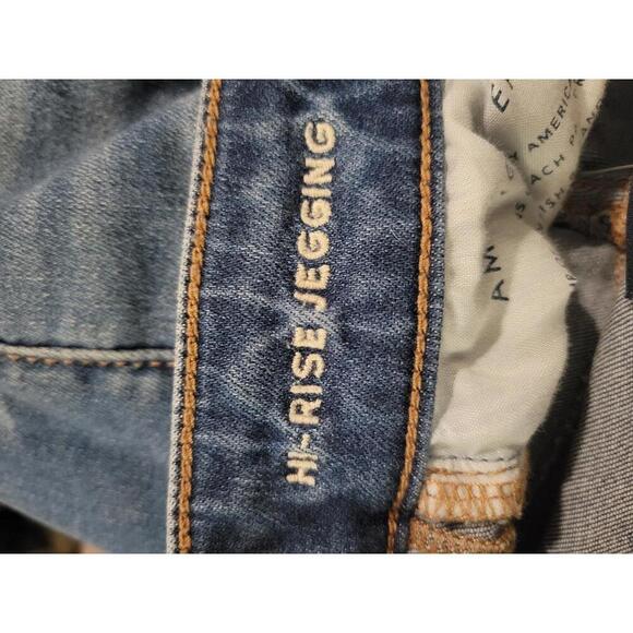 NWOT American Eagle Outfitters size 4 blue distressed hi-rise jeggings - Picture 4 of 6